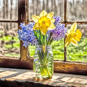 Yellow Narcissus Flower Arrangement in Vase