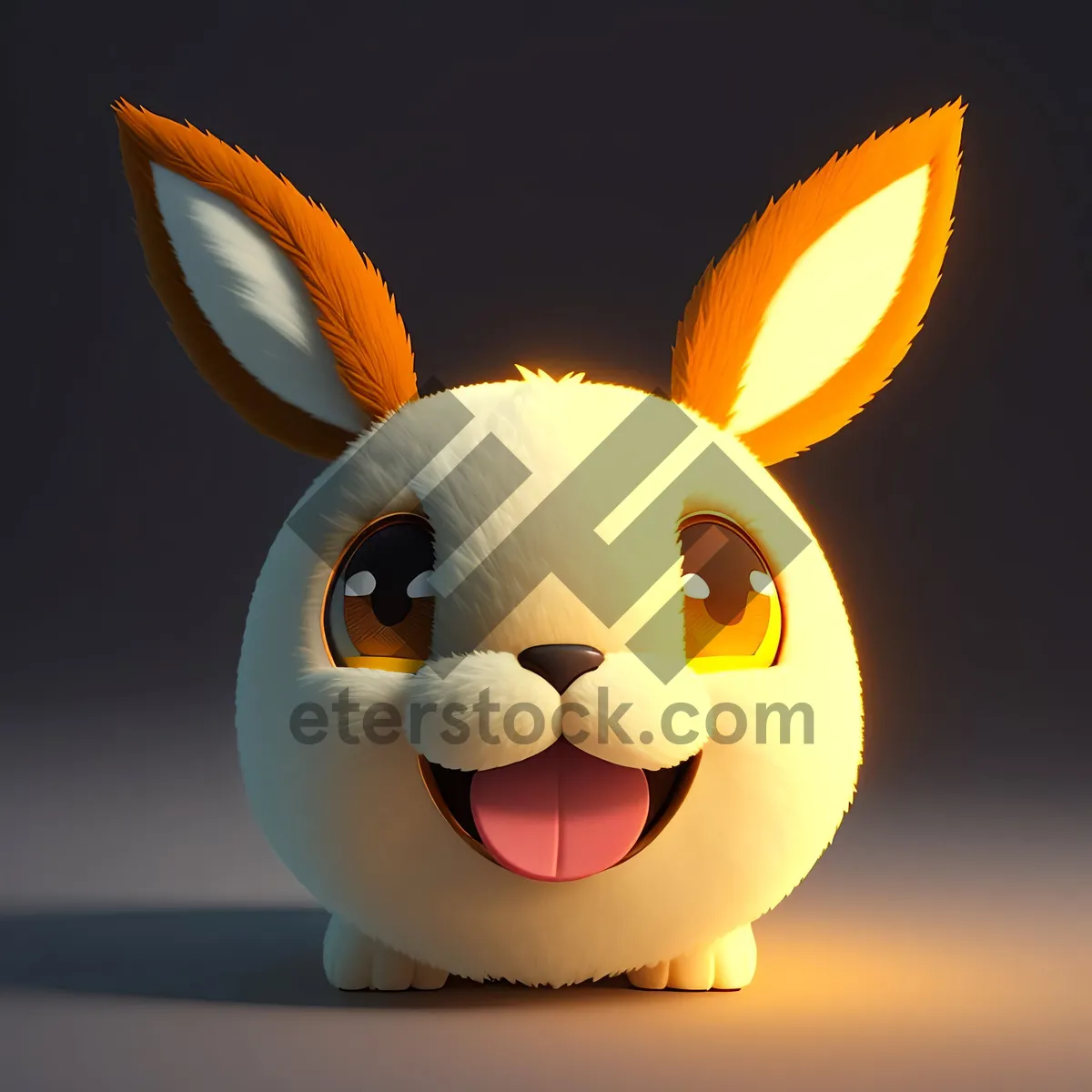 Picture of Playful Cartoon Rabbit and Piggy Bank