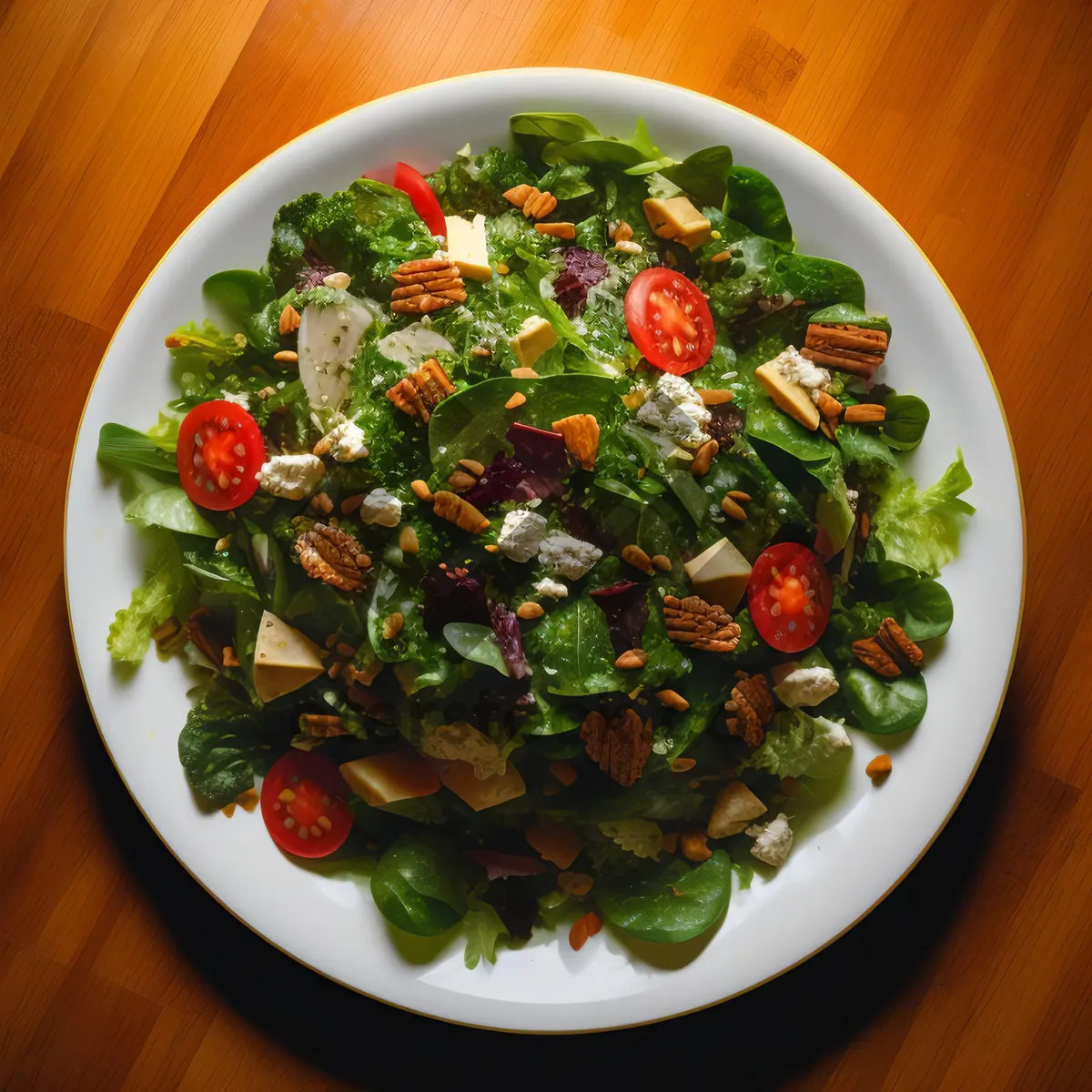 Picture of Fresh Gourmet Vegetable Salad with Tomato and Olive