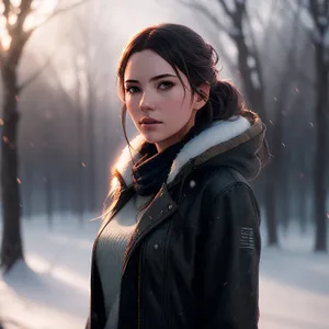 Smiling brunette lady with attractive fashion style