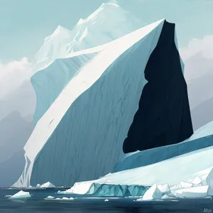 Serene Seascape: Boat Sailing amidst Majestic Iceberg