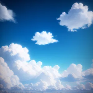 Overcast summer sky with fluffy cumulus clouds.