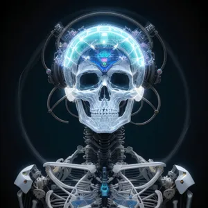 Black 3D Skeleton Head Anatomy X-Ray