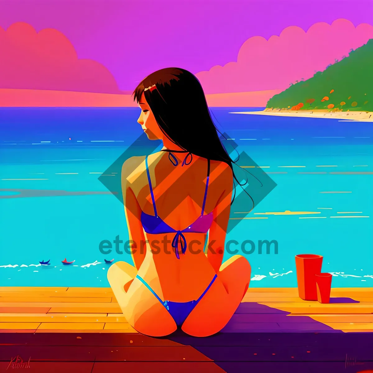 Picture of Serene Seascape at Sunset: Tranquil Beach Retreat