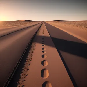 Majestic Desert Highway: A Road Amidst Sand Dunes and Open Sky