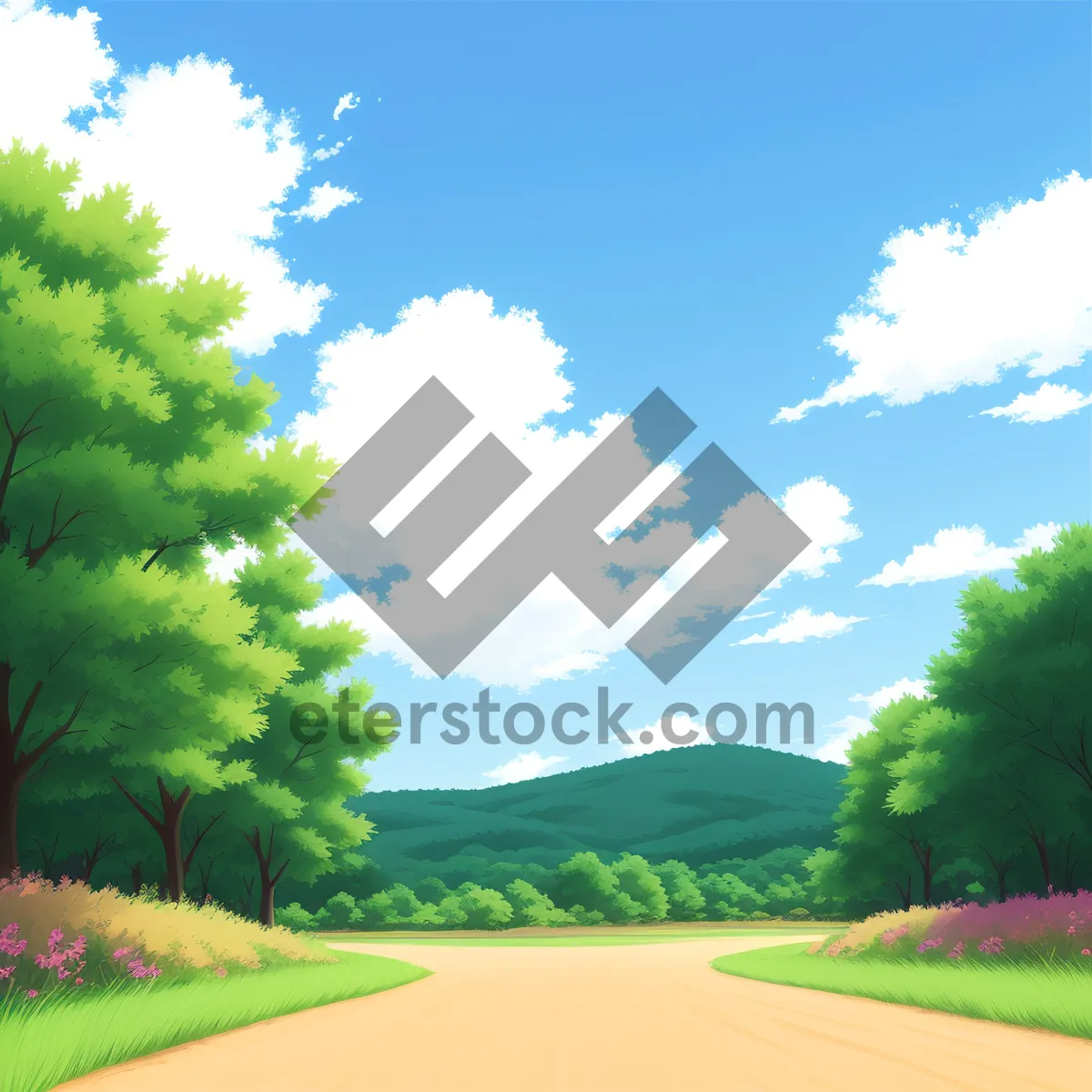 Picture of Serene Summer Meadow Under Clear Blue Sky