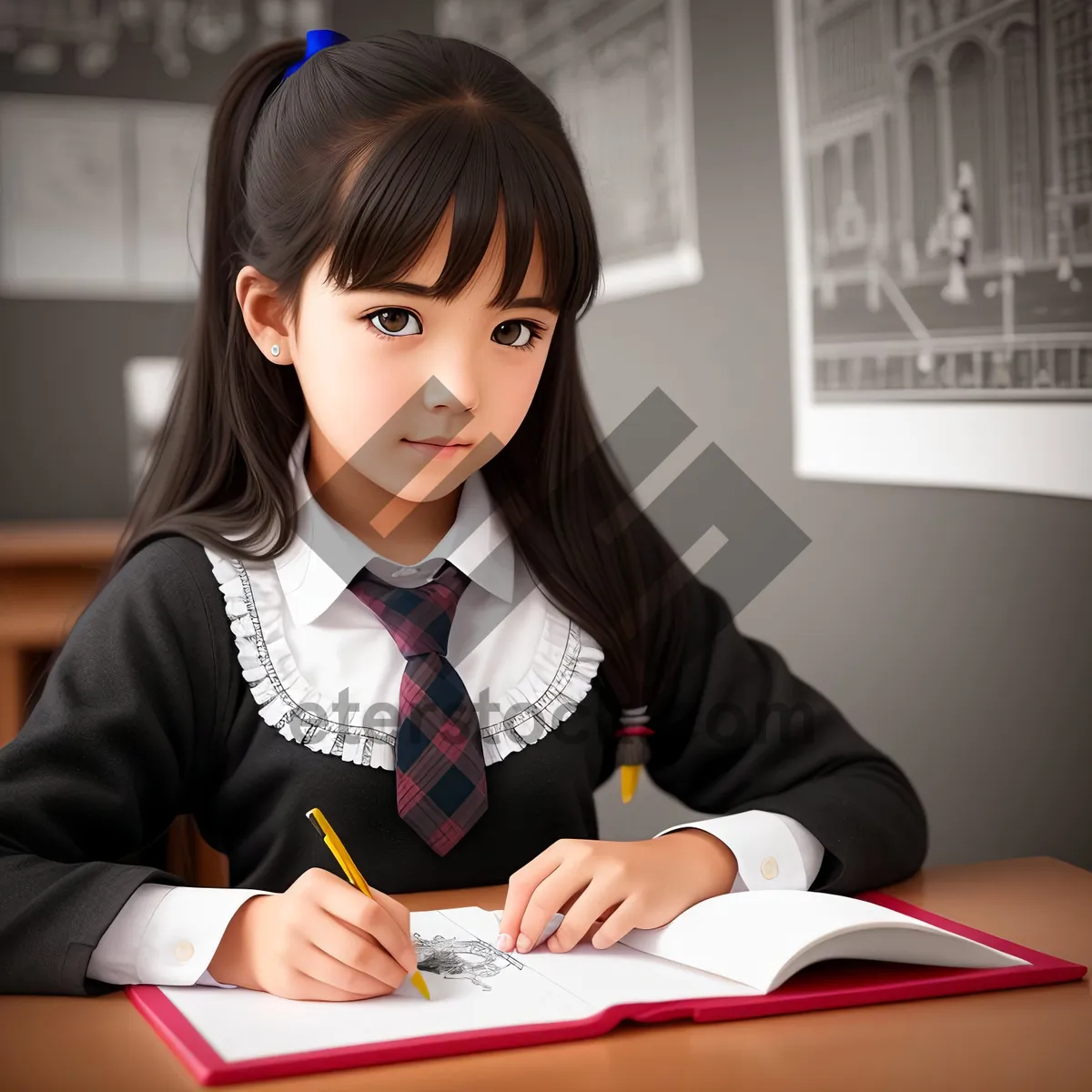Picture of Smiling professional woman working on laptop at office desk