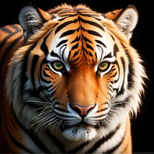 Striped Tiger Cat - Majestic Wild Predator with Striking Fur