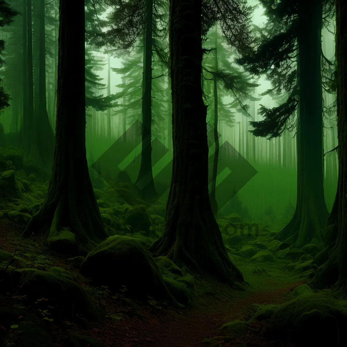 Picture of Serene Woodland Retreat: A Majestic Tapestry of Trees