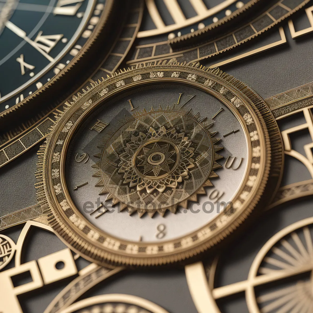 Picture of Ancient Time Symbol: Antique compass and clock.