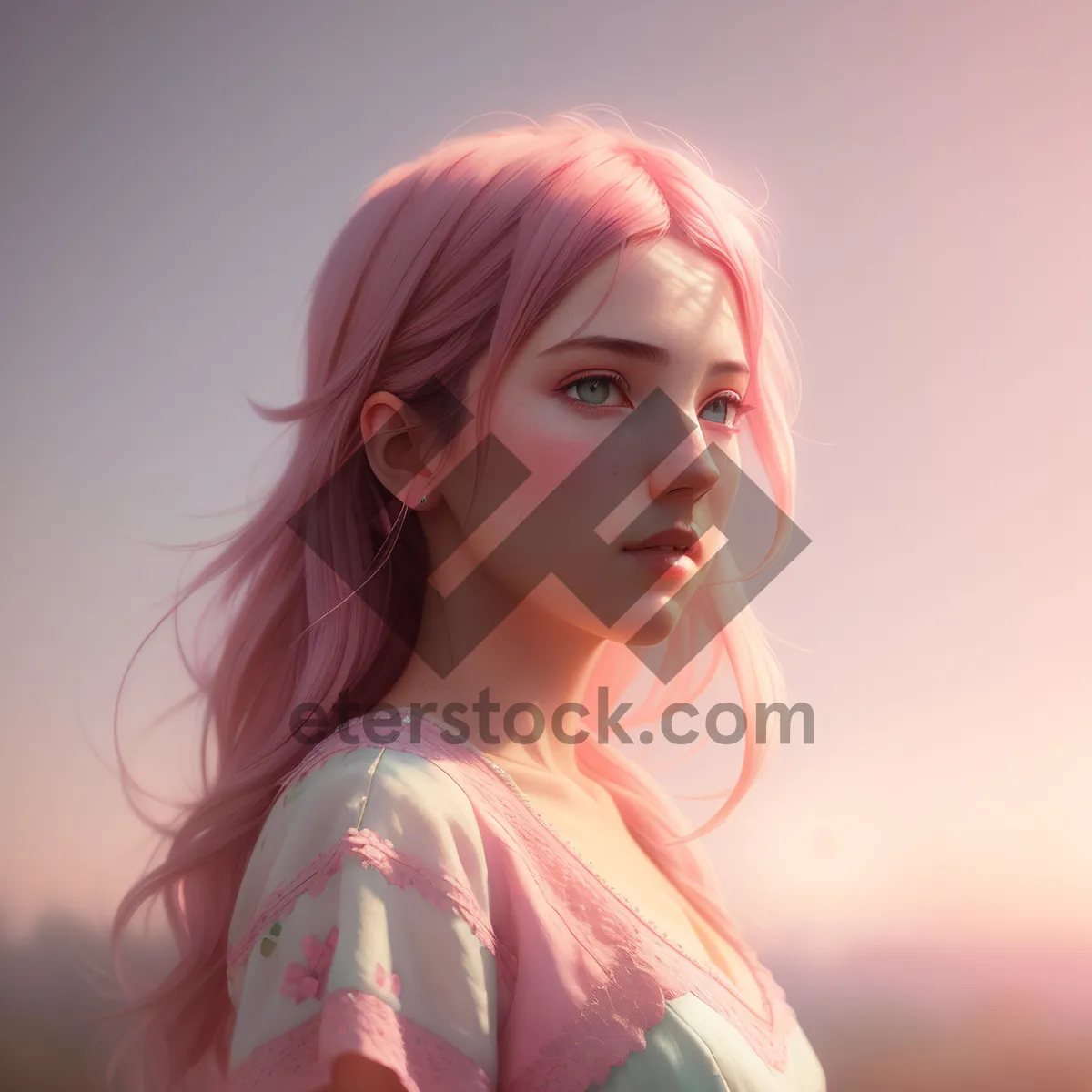 Picture of Beautiful lady with a stunning smile and gorgeous pink hair