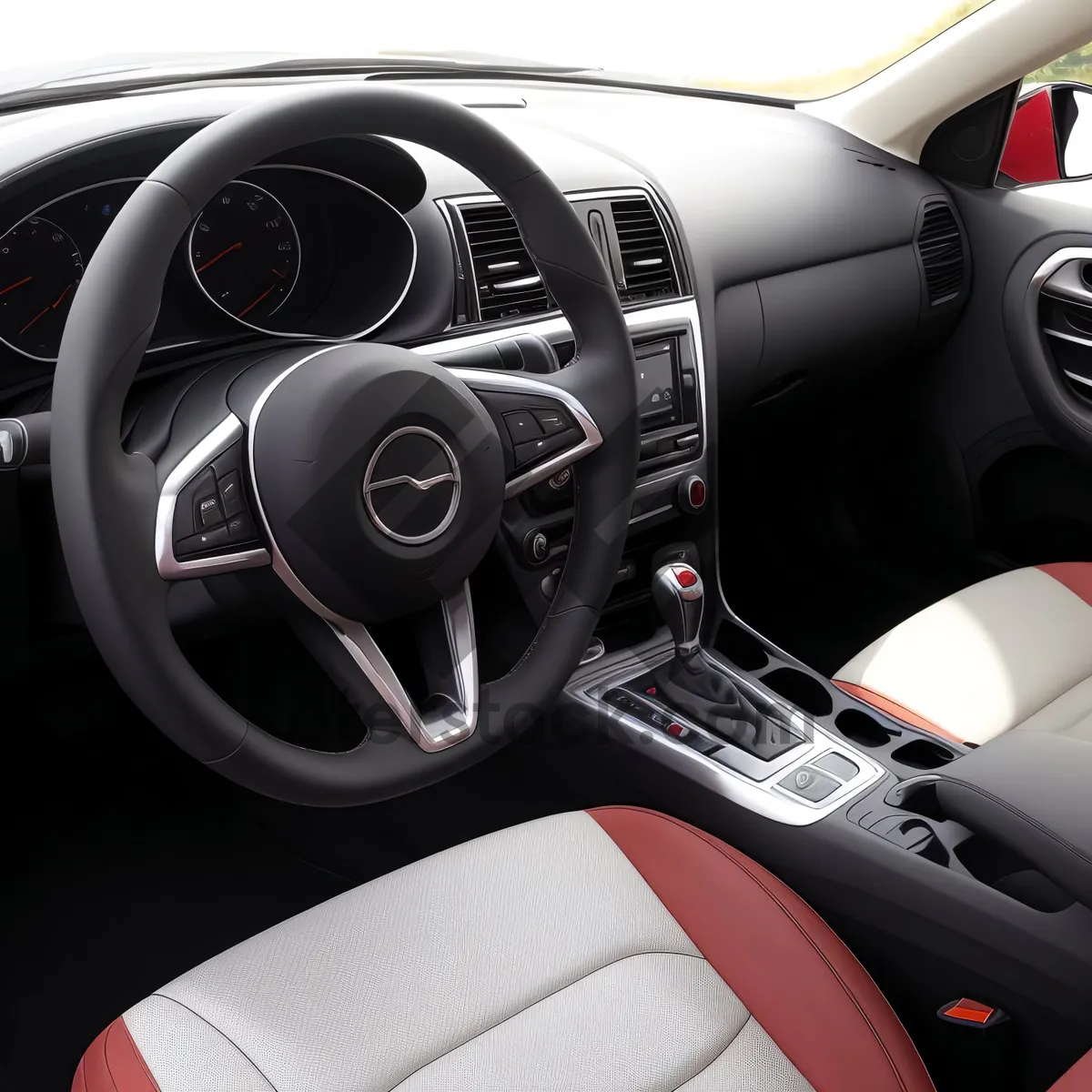 Picture of Modern Luxury Car Interior with Chrome Accented Control Panel