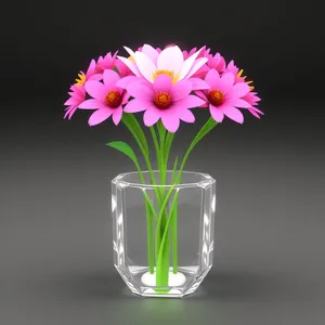 Colorful Spring Blossom in Pink Glass Vase