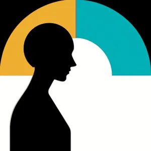 Silhouette man with stylish black haircut and traced neck art.