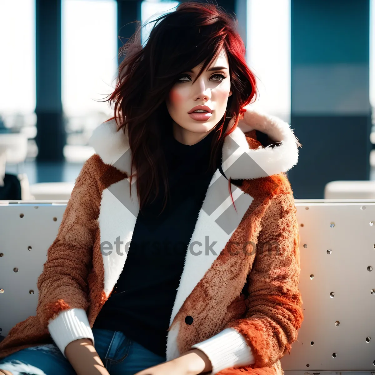 Picture of Smiling Brunette Beauty Radiating Joyful Charm