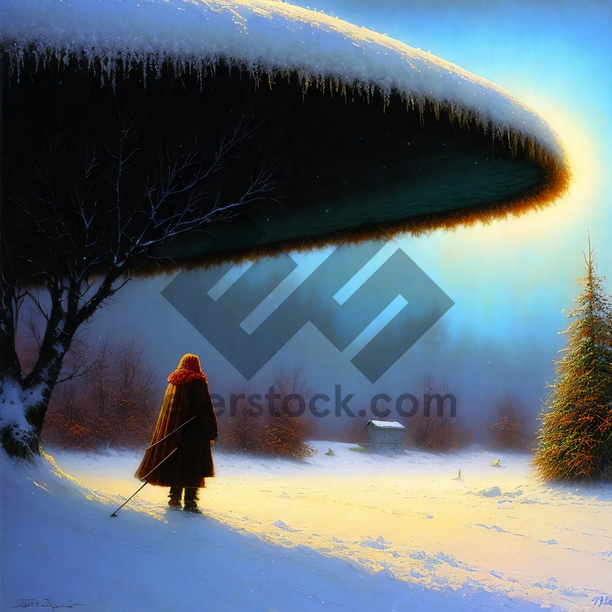 Picture of Winter Wonderland: Skiing Down the Majestic Mountain Slope