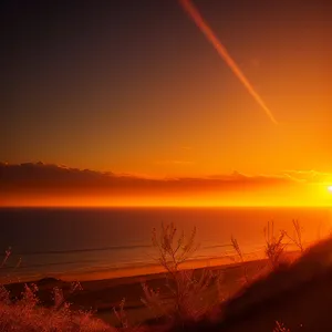 Majestic Skyline Silhouetting Vibrant Coastal Landscape