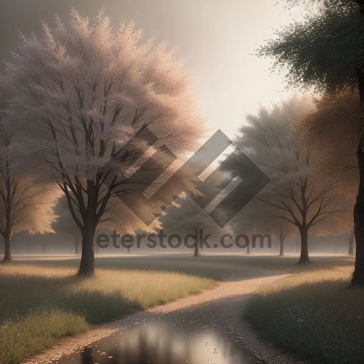 Picture of Serene Winter Landscape with Snow-Covered Trees