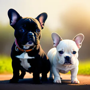 A captivating studio portrait featuring an endearing Bulldog puppy adorned with charming wrinkles