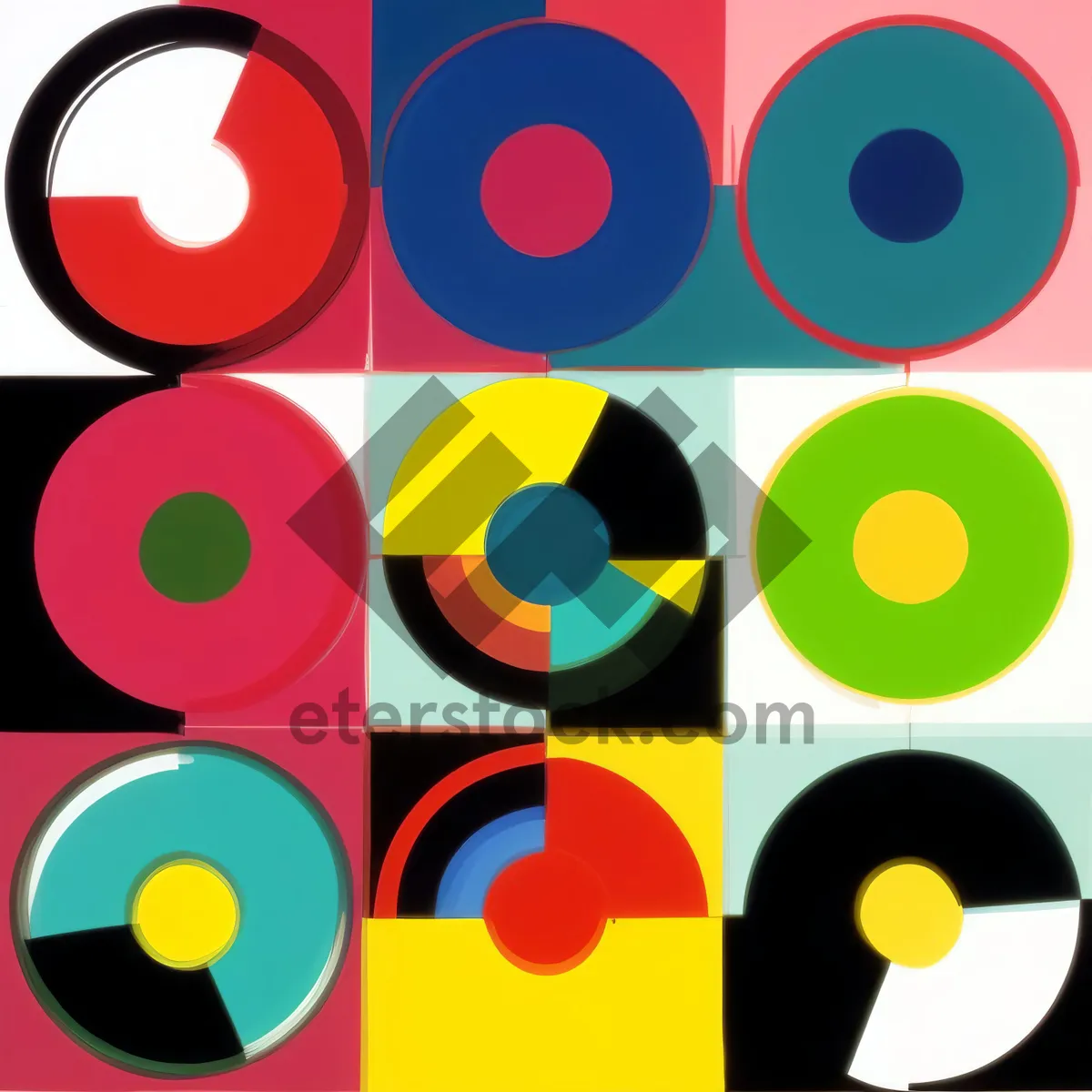 Picture of Colorful Stationery Icon Set: Modern and Glossy Circle Buttons