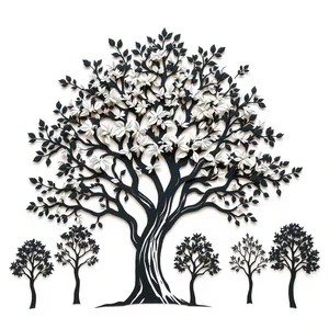 Black floral silhouette design with leaf and branch.