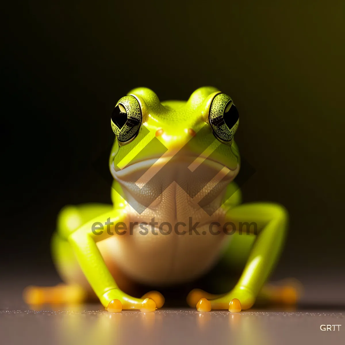 Picture of Bulging-eyed amphibian peeping from leaf