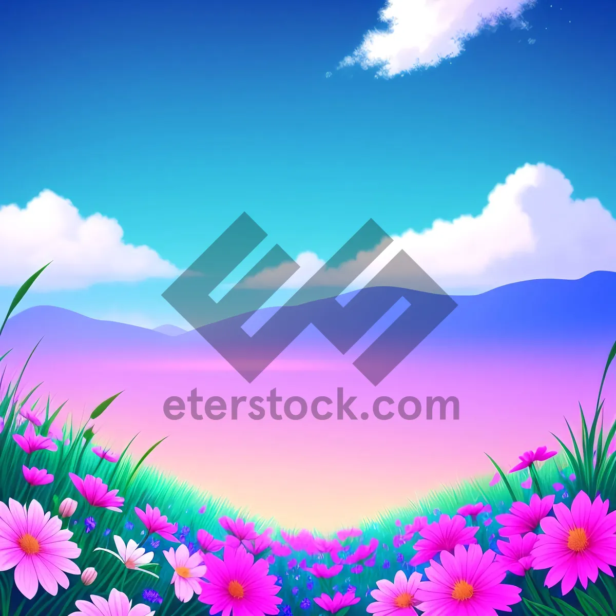 Picture of Summer Sunlight Over Vibrant Meadow Landscape