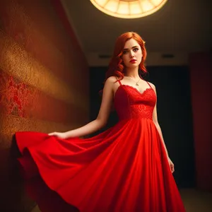 Elegant Sensual Lady in Fashionable Dinner Dress