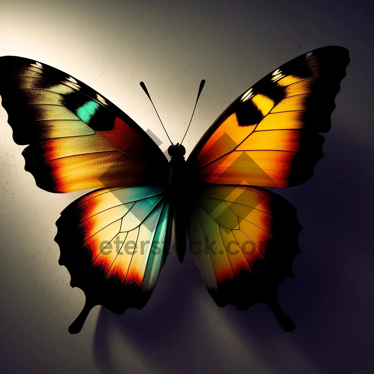 Picture of Colorful Butterfly Soaring Through Summer Sky