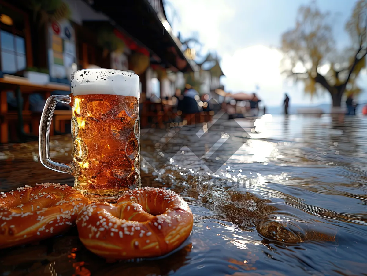 Picture of Yellow Orange Refreshment Drink with Ice and Alcohol