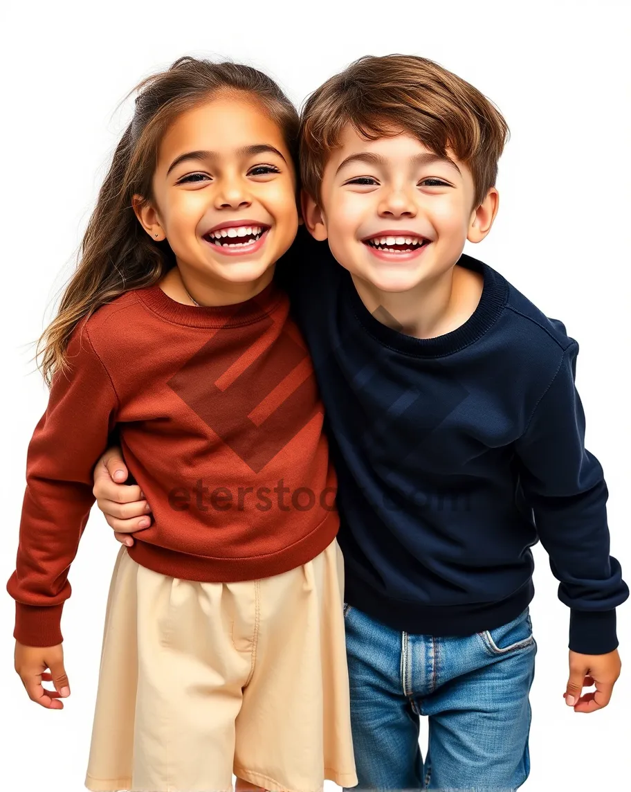 Picture of Happy couple posing in studio, smiling