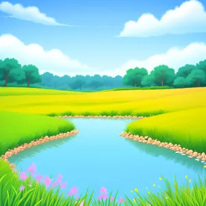 Vibrant Summer Meadow Under Clear Blue Sky