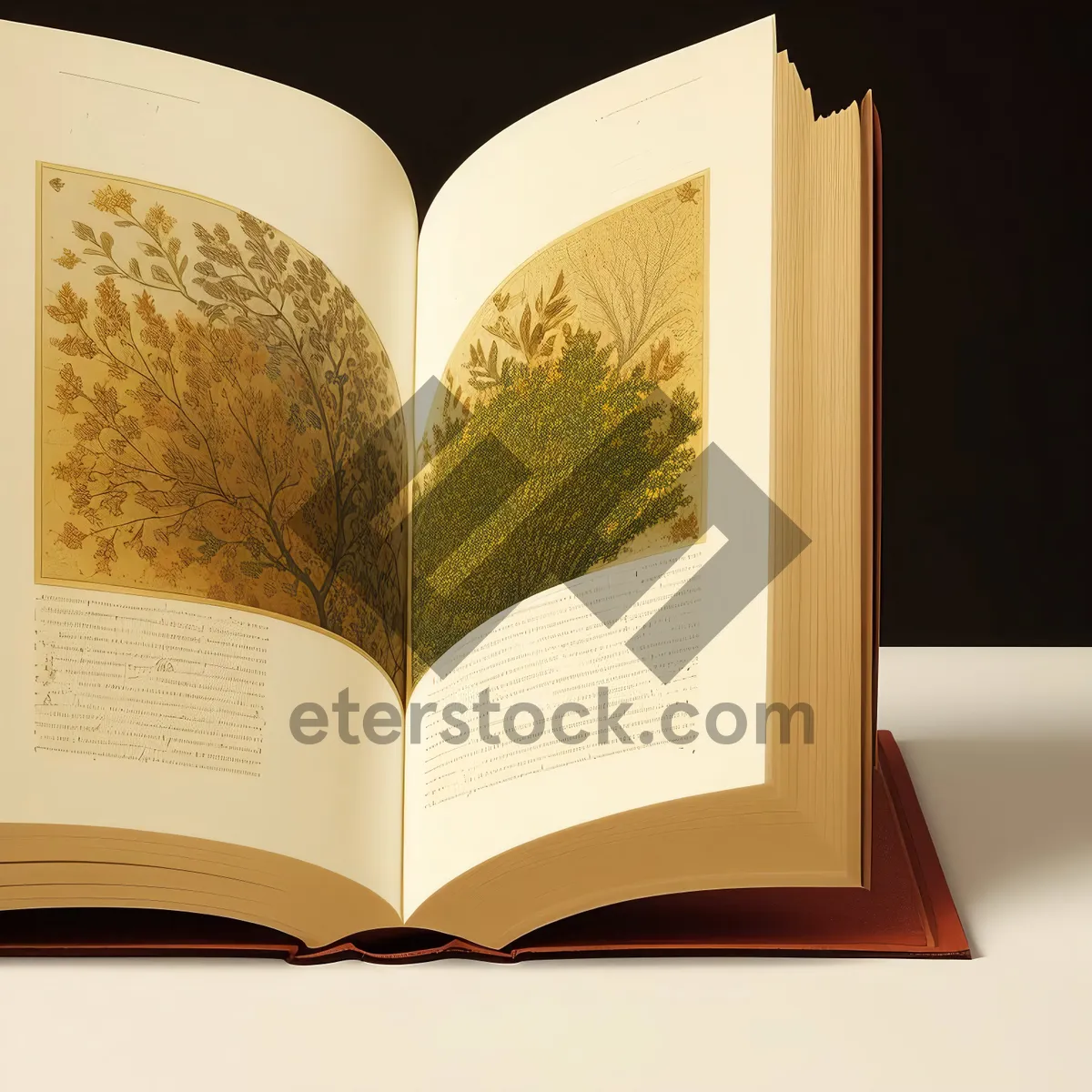 Picture of Vintage Open Book with Blank Pages