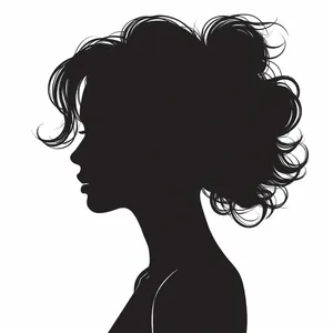 Black floral graphic design silhouette haircut element