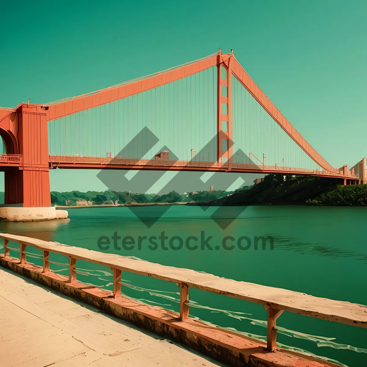 Picture of Golden Gate Bridge at Sunset over Pacific Ocean