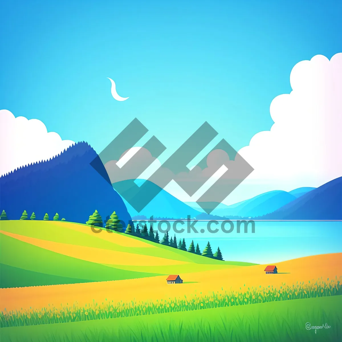 Picture of Summer skies over picturesque countryside field