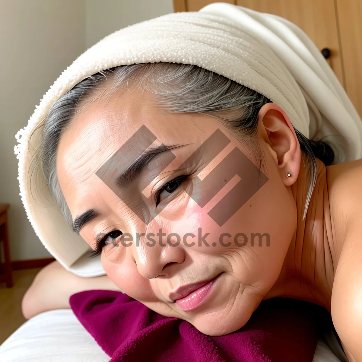 Picture of Happy Child with Blond Hair and Towel Headdress