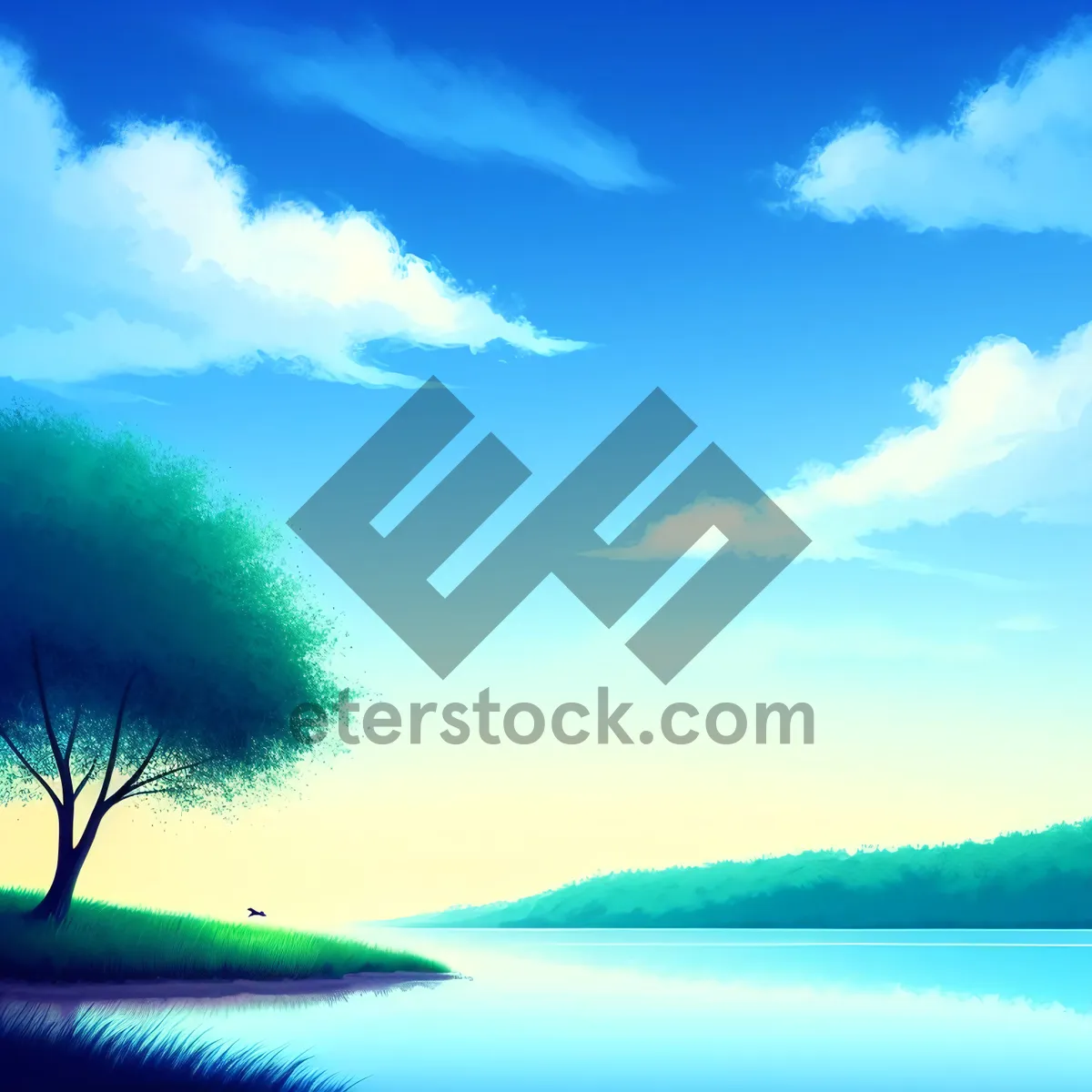 Picture of Vibrant Summer Sky Over Serene Meadow