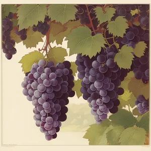 Harvested Sweet Grape Bunch in Autumn Vineyard