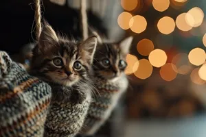 Adorable gray tabby kitten with whiskers and charming eyes.