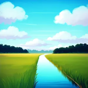 Vibrant Sky over Meadow: A Colorful Landscape