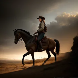 Rider on Horseback with Stock Saddle