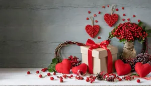 Pink gift bag with ribbon and paper decoration.