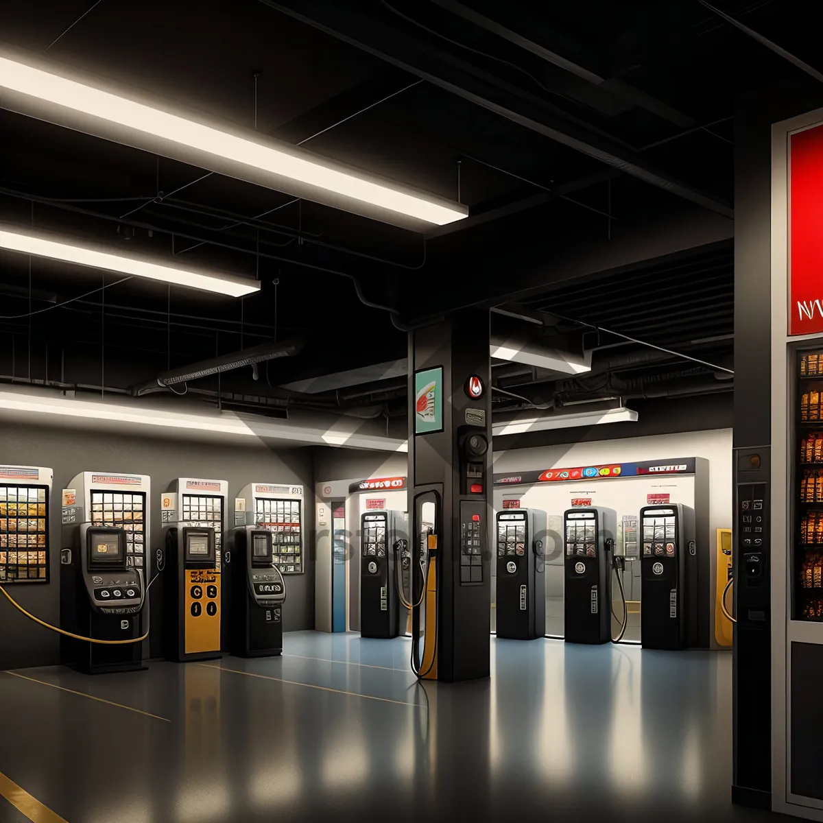 Picture of Modern Urban Subway Station with Movable Turnstile Barrier