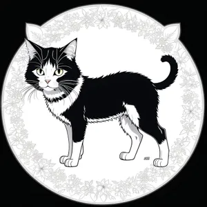 Black Moon Kitty: Artistic Symbolic Graphic Design Cartoon Icon