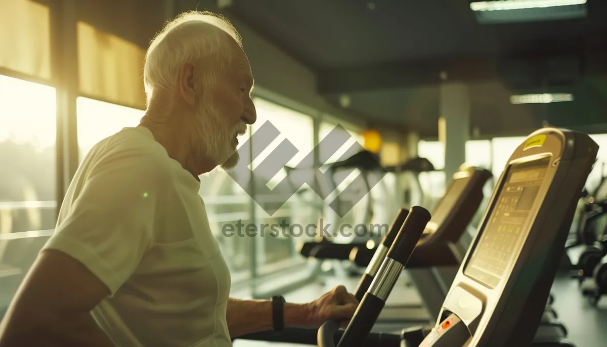 Picture of Happy man smiling at computer while sitting.