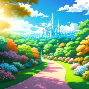 Idyllic Summer Countryside with Lush Green Fields