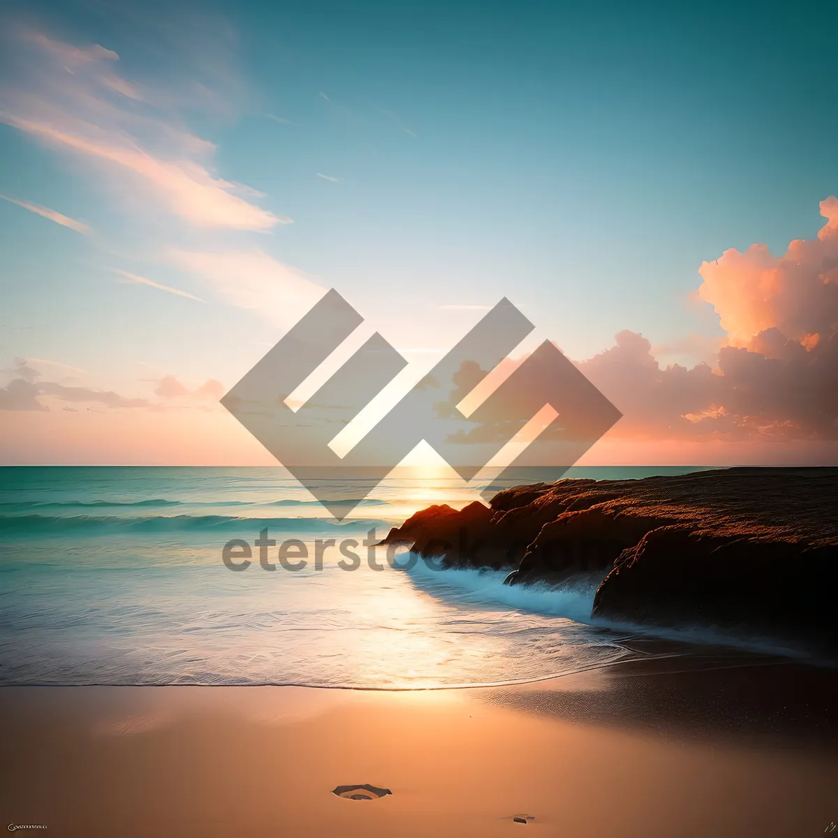 Picture of Tropical Sunset by the Ocean