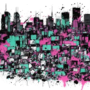 Puzzling Urban Skyline: Modern Graphic Art Design