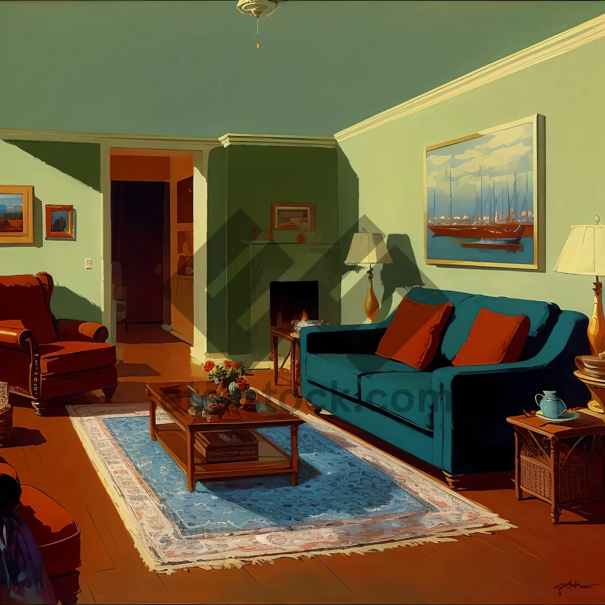 Picture of Modern Studio Apartment with Stylish Interior Furniture